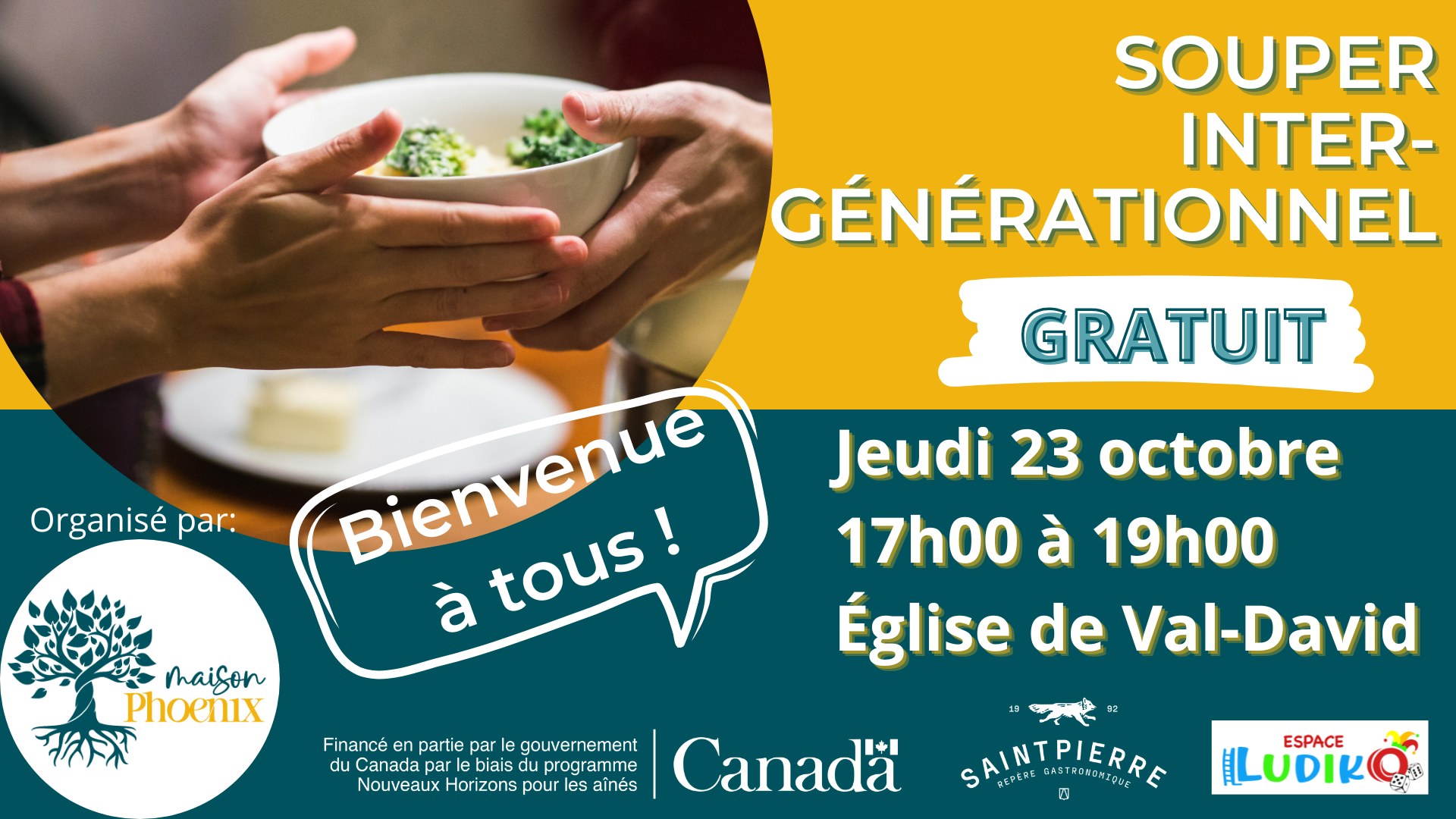 Prochain souper intergénérationnel : rendez-vous le 23 octobre!