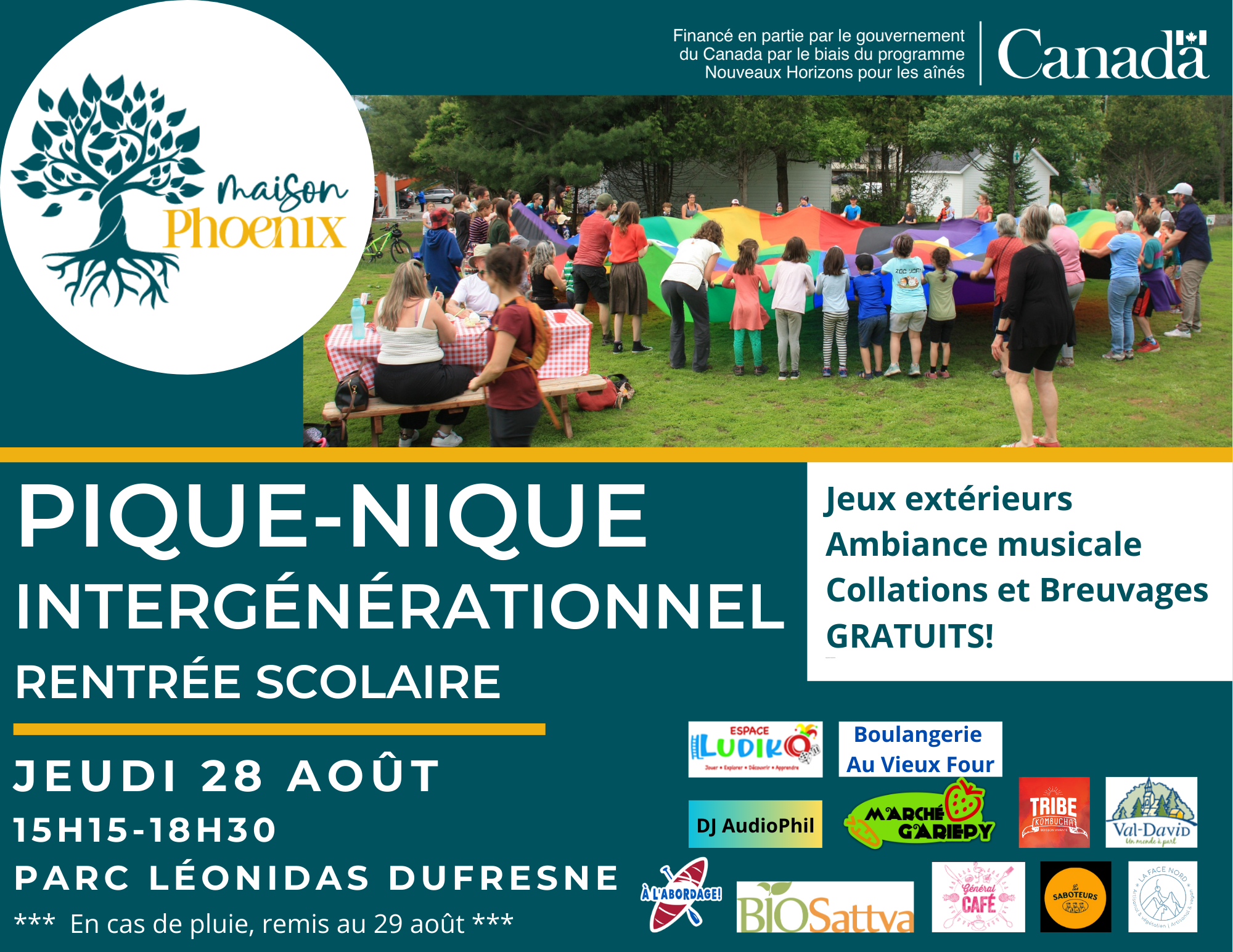 ANNULÉ... Un pique-nique festif pour tisser des liens intergénérationnels à la rentrée!